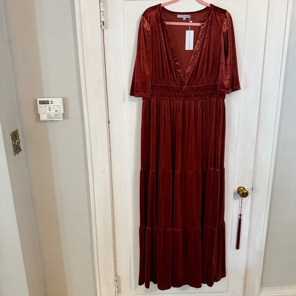 Baltic Born Terracotta Velvet Gown NWT